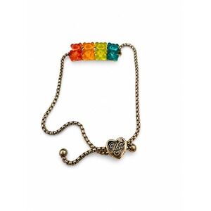 Betsey Johnson Gummy Bear Slider Bracelet or Anklet Gold Tone Rainbow